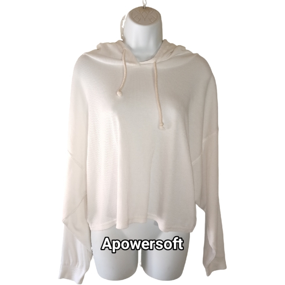 Waffle Knit Cropped Hoodie  (0576)